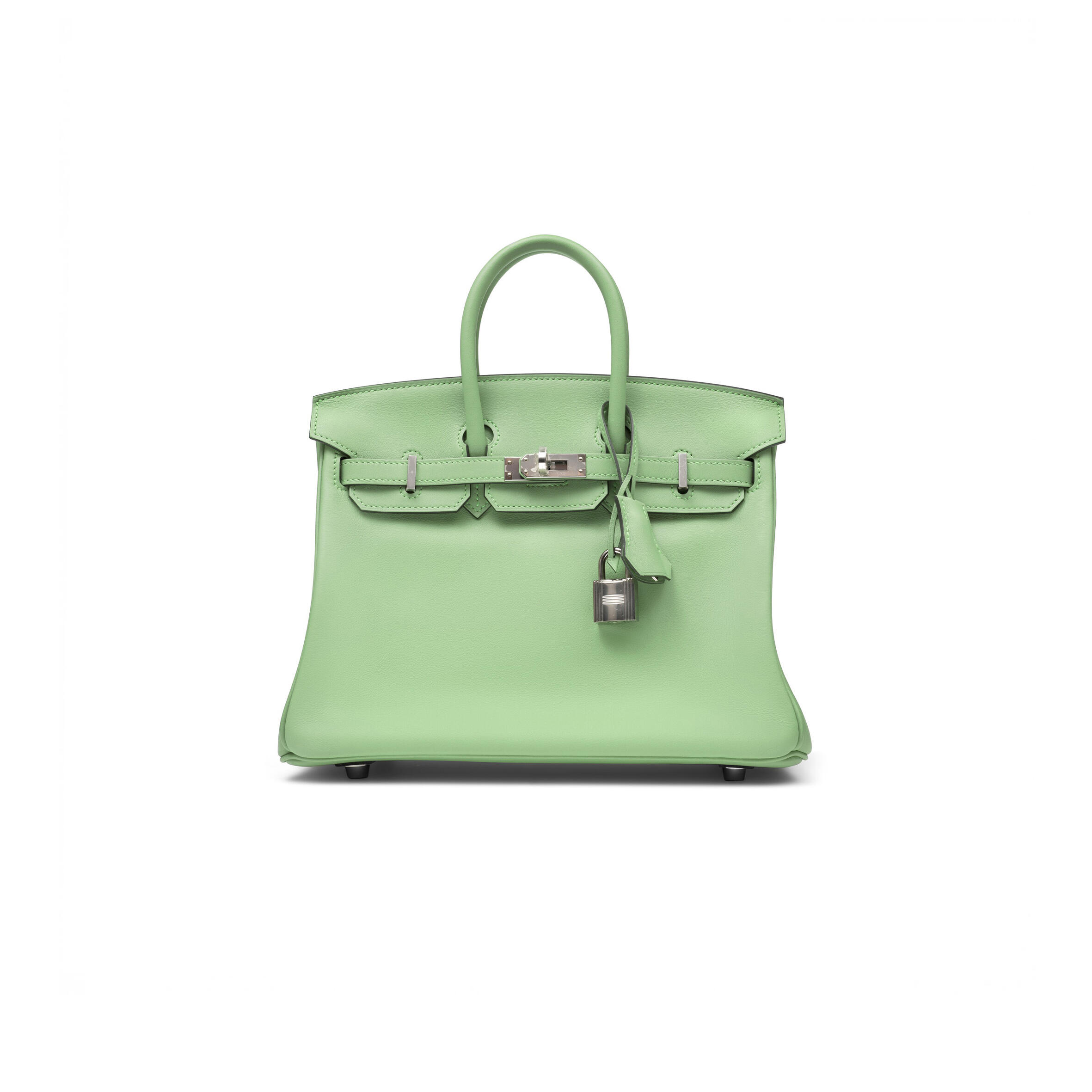 H**me5 BIRKIN 25 SWIFT LEATHER AVOCADO GREEN SILVER BUCKLE BAG H049362CK05 (25*20*13cm) Master Quality
